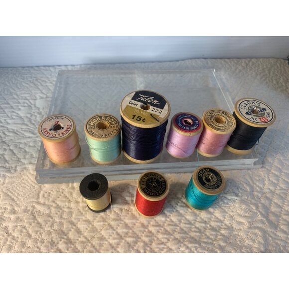Vintage Sewing Thread Wood Spools set of 9 #14 - Picture 5 of 8